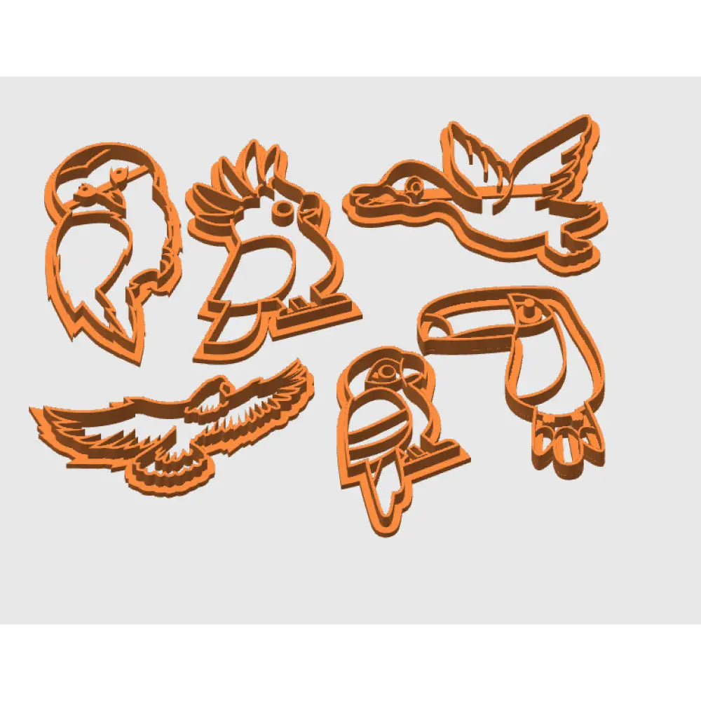 Bird cookie cutter set | 6 designs: duck eagle owl parrot toucan