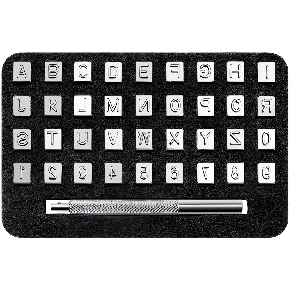 Create studio - 6mm stainless steel alphabet number stamp punch tools set leathercraft hole punching kit - leather tool