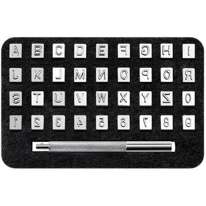 Create studio - 6mm stainless steel alphabet number stamp punch tools set leathercraft hole punching kit - leather tool