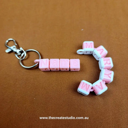 Custom cube-shaped dual name-personalised keychain – add your name - keychains