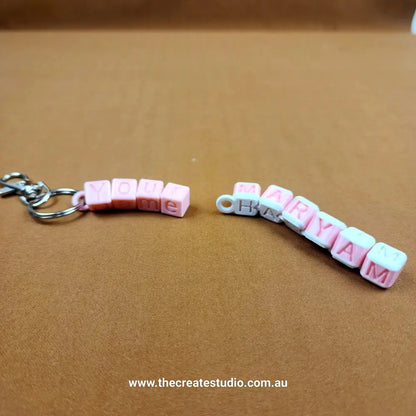 Custom cube-shaped dual name-personalised keychain – add your name - keychains