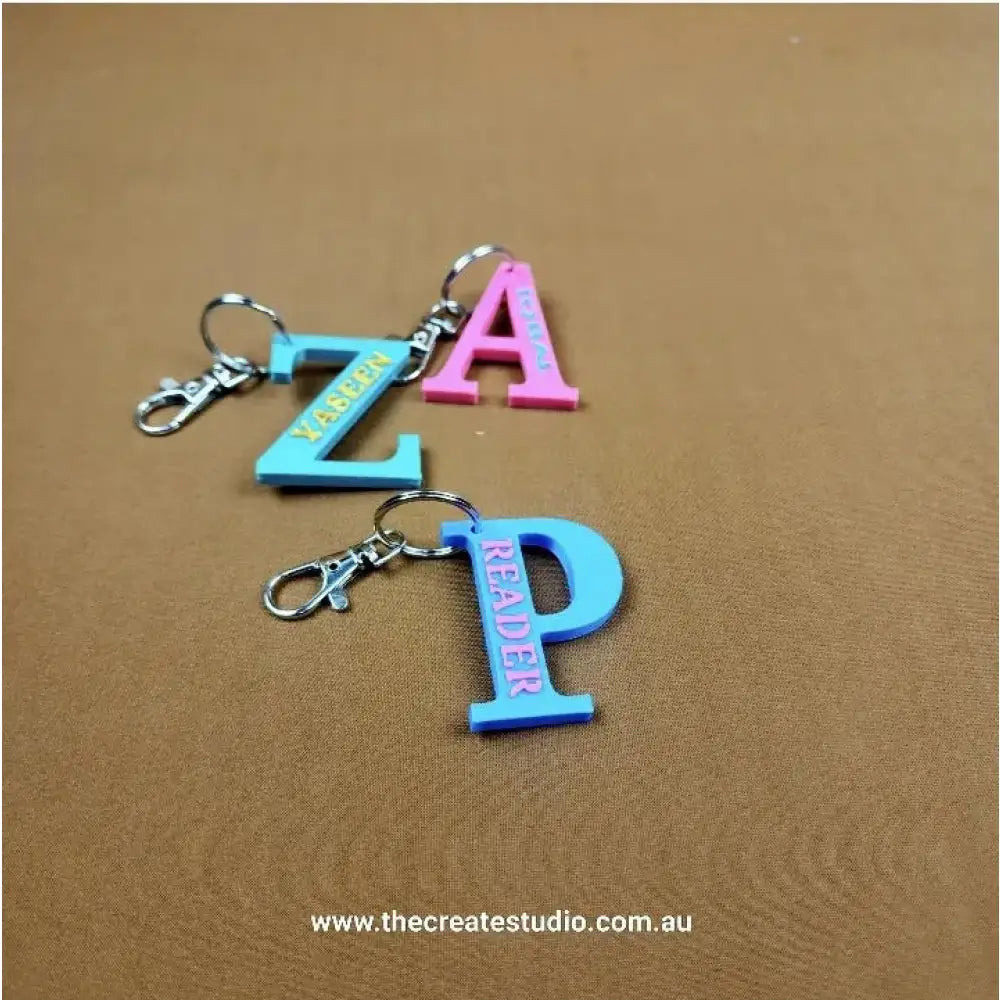 Dual color name initial keychain - personalised - keychains