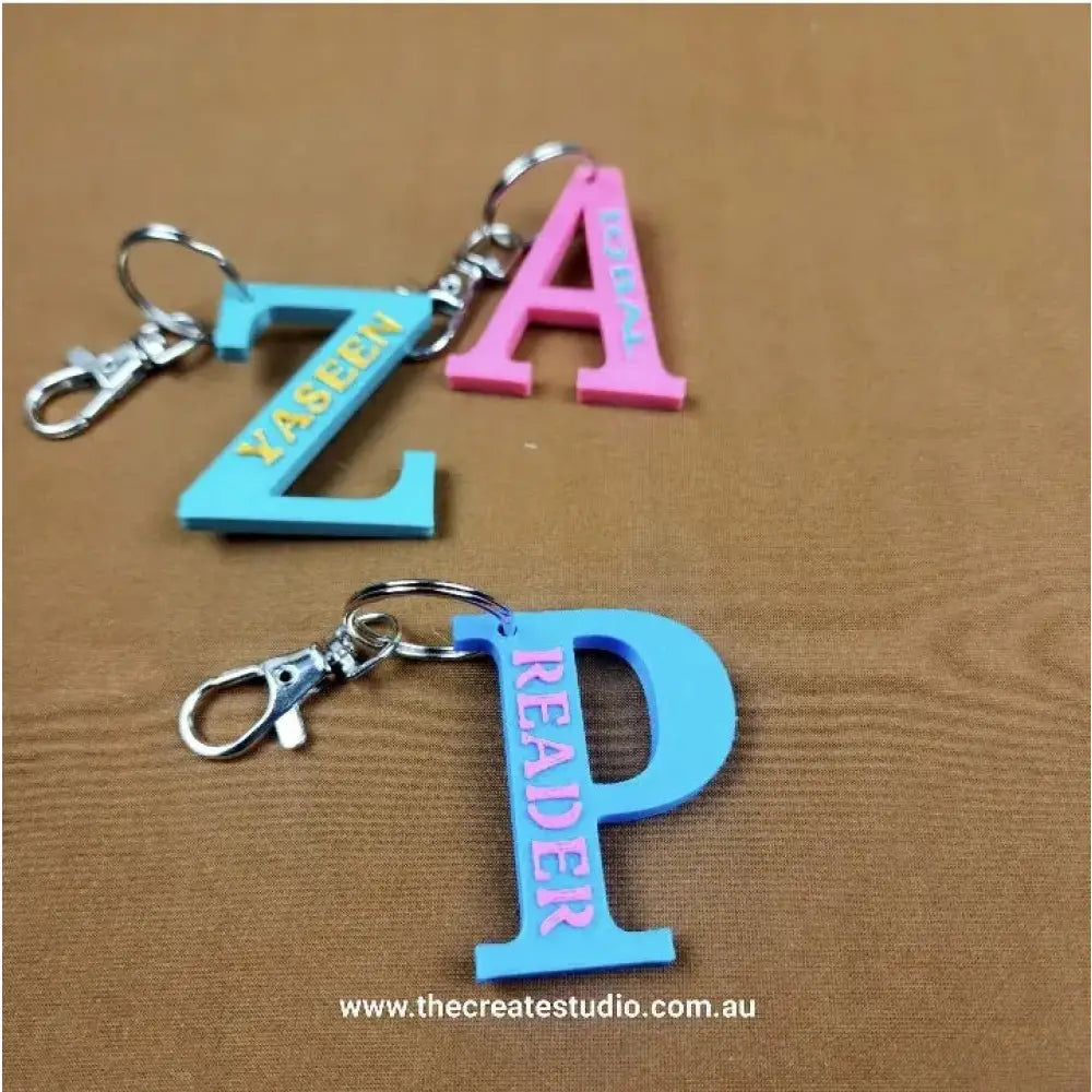 Dual color name initial keychain - personalised - keychains