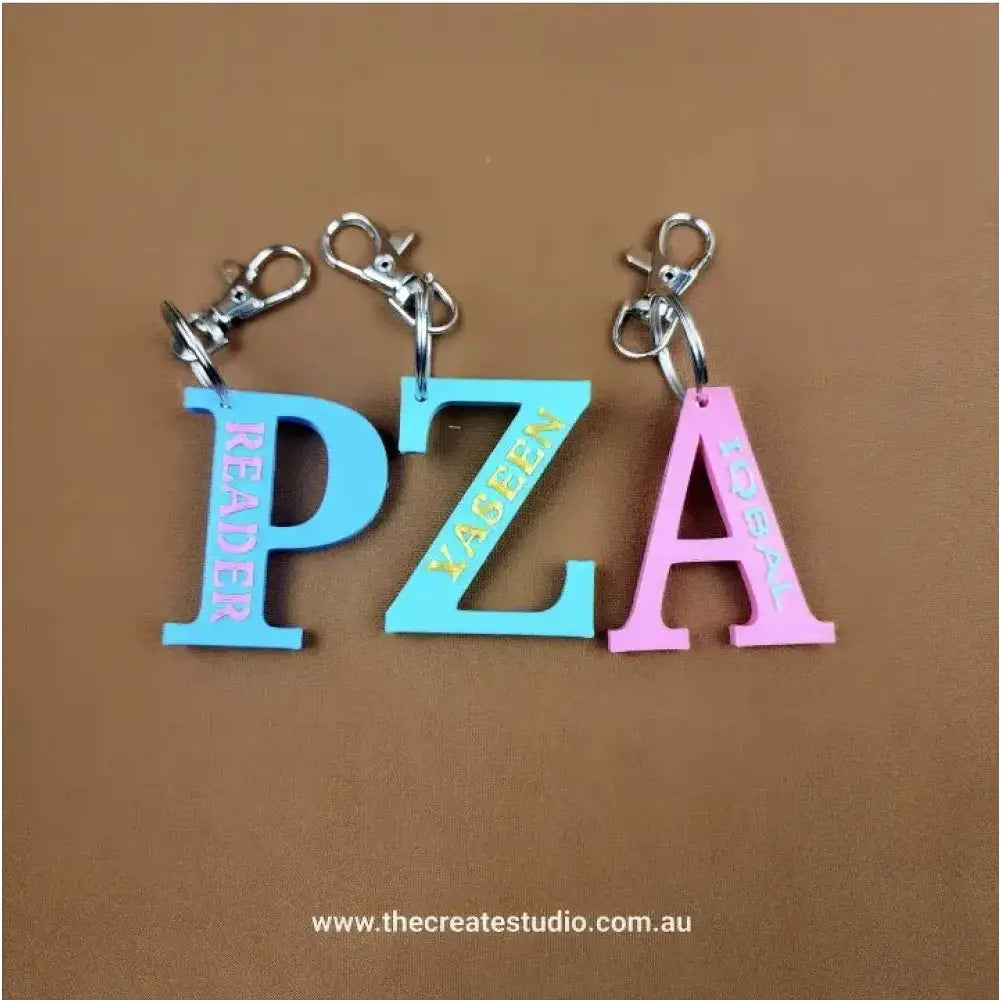 Dual color name initial keychain - personalised - keychains