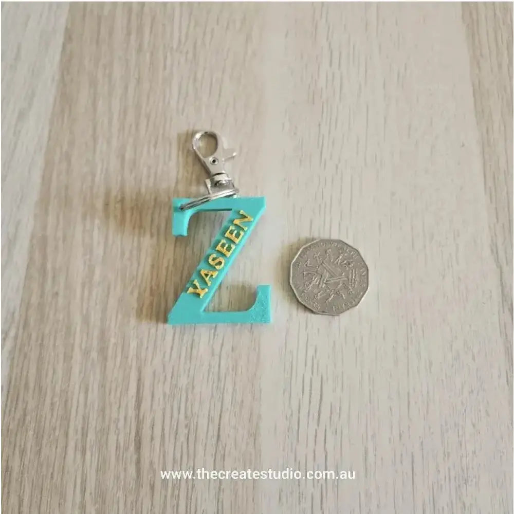 Dual color name initial keychain - personalised - keychains