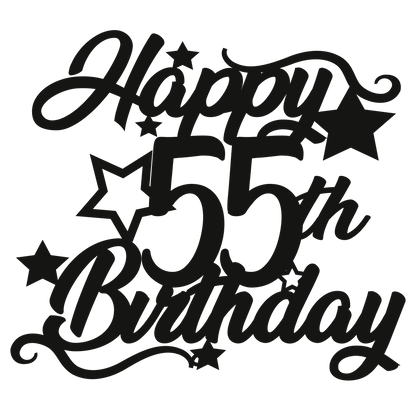 55th Birthday - Numbered - Cake Topper