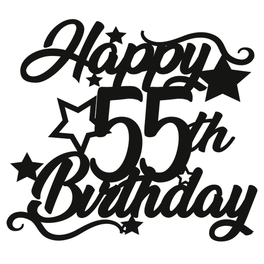 55th Birthday - Numbered - Cake Topper